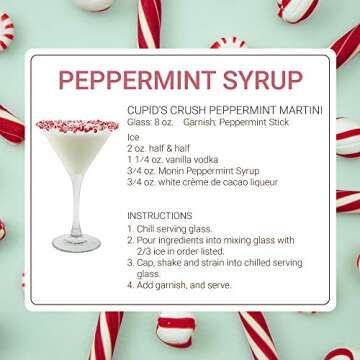 Monin - Peppermint Syrup, Cool Tingle of Candy Cane, Natural Flavors, Great for Cocoas, Mochas, Smoothies, and Sodas, Non-GMO, Gluten-Free (1 Liter)