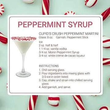 Monin - Peppermint Syrup, Cool Tingle of Candy Cane, Natural Flavors, Great for Cocoas, Mochas, Smoothies, and Sodas, Non-GMO, Gluten-Free (1 Liter)