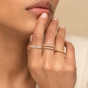 Trendy TOBENY Stackable Gold Rings for Women