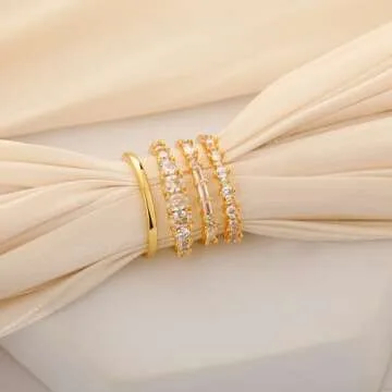 Trendy TOBENY Stackable Gold Rings for Women