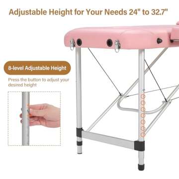 PrimeZone Portable Massage Table for Lash and Spa Treatments