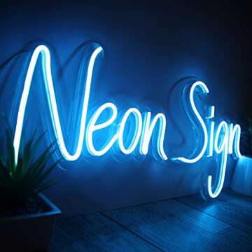 Personalized Neon Signs Wall Hanging Decor for Bedroom, Party, Business Logo Slogan, Wedding Event Handmade with Neon Flex Custom Neon Signs with Acrylic Support, Power Adapter and Dimmer (4 Letters)