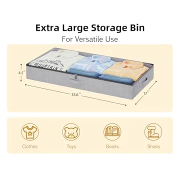 Durable Under Bed Storage Bins - 2 Pack, Low Profile