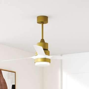 Biukis Ceiling Fans with Lights 60-in White Ceiling Fan with Dimmable LED Light Kit Remote Control M...