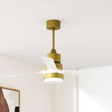 Biukis Ceiling Fans with Lights 60-in White Ceiling Fan with Dimmable LED Light Kit Remote Control M...