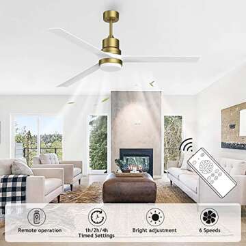 Biukis Modern Ceiling Fan with LED Light & Remote Control