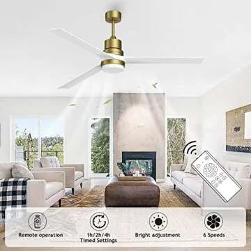 Biukis Modern Ceiling Fan with LED Light & Remote Control