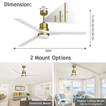 Biukis Modern Ceiling Fan with LED Light & Remote Control