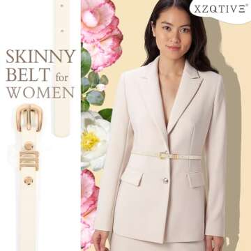 XZQTIVE Women’s Skinny Belt 2 Pack in PU Leather