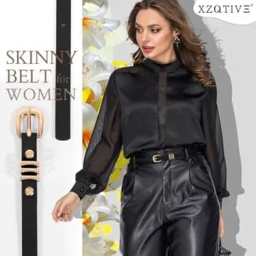 XZQTIVE Women’s Skinny Belt 2 Pack in PU Leather