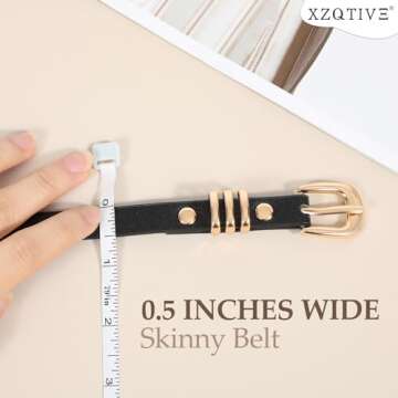 XZQTIVE Women’s Skinny Belt 2 Pack in PU Leather