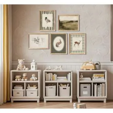 Vintage Nursery Wall Art Kids Canvas Poster Baby Boy Room Wall Decor Green Rabbit Wall Art Bunny Bird Prints Deer Picture Farmhouse Painting Nursery Artwork for Bedroom 8x10 Inch Unframed Set of 5