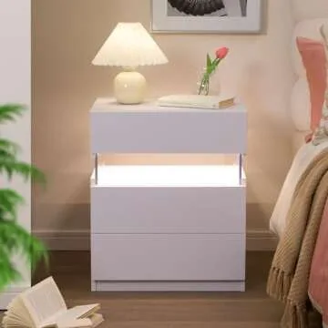 i-aplus LED Nightstands Set of 2 with Storage Drawers