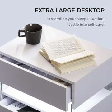 i-aplus LED Nightstands Set of 2 with Storage Drawers