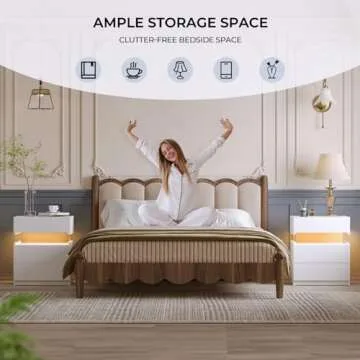 i-aplus LED Nightstands Set of 2 with Storage Drawers