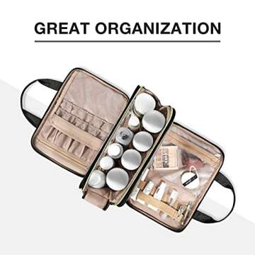 BAGSMART Large Toiletry Bag, Travel Makeup Organizer, Water-resistant Makeup Cosmetic Bag Door Room ...