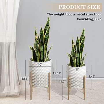 Oakrain Mid Century Planters for Indoor Plants, Set of 2, Modern Decorative Metal Pots for Living Ro...