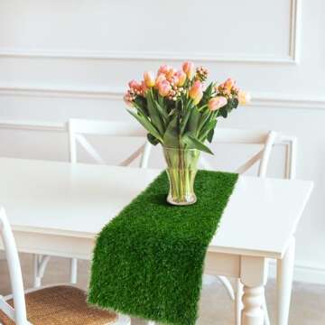 XLX TURF Artificial Grass Turf Patch Tiles, Fake Grass Square Mat for Decoration DIY Crafting Party