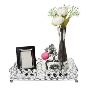 Elegant Designs HG1010-CHR Elipse Crystal Decorative Mirrored Jewelry or Makeup Cosmetic Perfume Van...