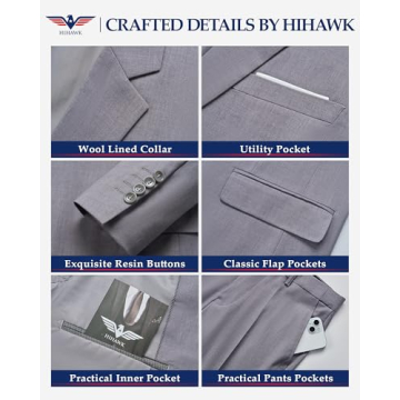 Hihawk Men's Slim Fit 3 Piece Suit with Tie - Light Pink