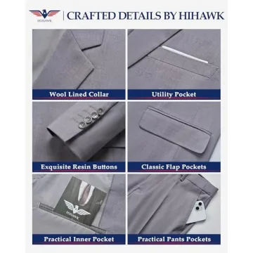 Hihawk Men's Slim Fit 3 Piece Suit with Tie - Light Pink