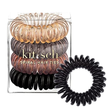 Kitsch Spiral Hair Ties - 4pcs No Crease, Durable Hair Coils for Women