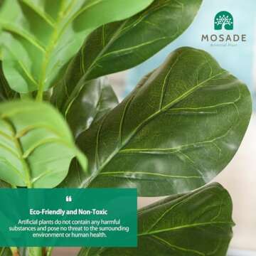 MOSADE Artificial Fiddle Leaf Fig Tree 37" Fake Potted Ficus Lyrata Plant with Handmade Seagrass Bas...