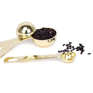 Gold Measuring Spoons Set - Heavy Duty 18/8 Stainless Steel