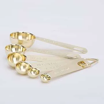 Gold Measuring Spoons Set - Heavy Duty 18/8 Stainless Steel