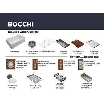 BOCCHI Contempo Workstation Apron Front Step Rim Fireclay 33 in. Single Bowl Kitchen Sink with Accessories in Matte Black
