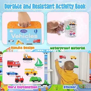 Reusable Travel Sticker Book for Toddlers - Vehicles