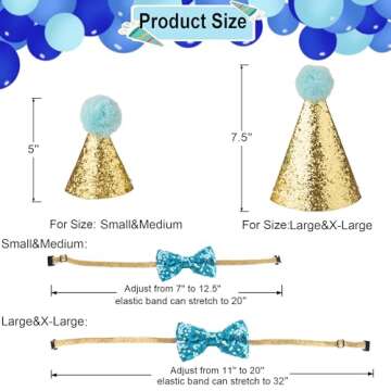 ADOGGYGO Dog Birthday Boy Bandana - Dog 1st Birthday Party Supplies - Dog 1st Birthday Hat Scarf Happy Birthday Banner Dog Boy First Birthday Outfit for Small Medium Dogs Pets (Small&Medium, Blue)