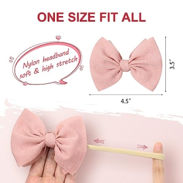 YanJie 4.5" Nylon Bow Headbands - 10-Pack for Girls