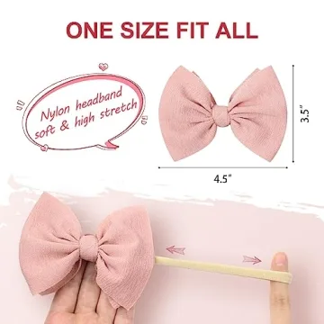 YanJie 4.5" Nylon Bow Headbands - 10-Pack for Girls