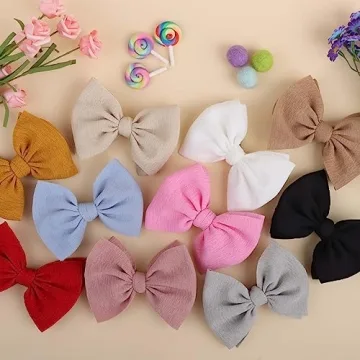 YanJie 4.5" Nylon Bow Headbands - 10-Pack for Girls