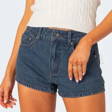 Chic Women Y2K Denim Shorts with Bow Pockets