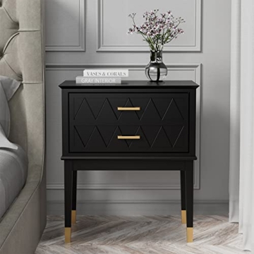Scurrty 23.6'' Nightstand End Table with Storage Drawer for Bedroom, Elegant Design - Easy Assembly