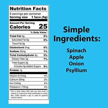 Raw Wraps, Gluten Free, Paleo, and Keto Friendly, Shelf Stable, 6 Tacos per Pack , Vegan, Non-GMO, No Added Salt or Sugar, Yeast Free, Low Carb Tortilla Wraps, Spinach Flavor