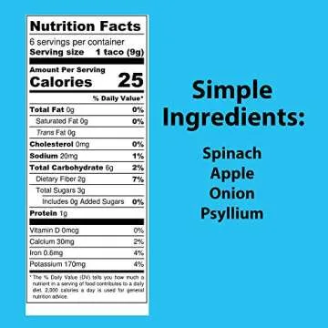 Raw Wraps, Gluten Free, Paleo, and Keto Friendly, Shelf Stable, 6 Tacos per Pack , Vegan, Non-GMO, No Added Salt or Sugar, Yeast Free, Low Carb Tortilla Wraps, Spinach Flavor