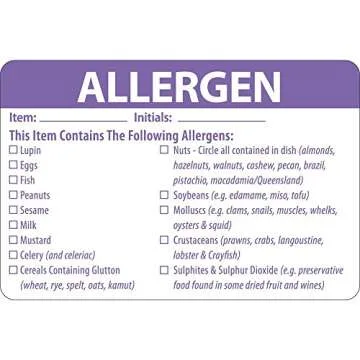 HUBERT Allergen Food Safety Label Roll - 500 Labels with Removable Adhesive