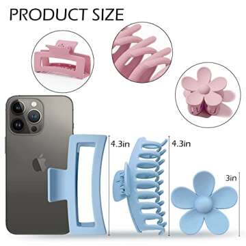 12 Pack Large Hair Claw Clips Flower Hair Clips Big Claw Clips for Thick Hair, Big Hair Clips Square...