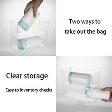 SEANADO Trash Bag Dispenser Holder, 2 Compartment Wall Mount Acrylic Kitchen Double Side Loaded Orga...