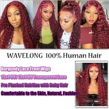 StarXiu 26 Inch 13x4 Burgundy Deep Wave Lace Front Wigs Human Hair Pre Plucked with Baby Hair 180% Density 99J HD Transparent Lace Frontal Wigs Human Hair Red Wig Glueless Human Hair Wigs for Women