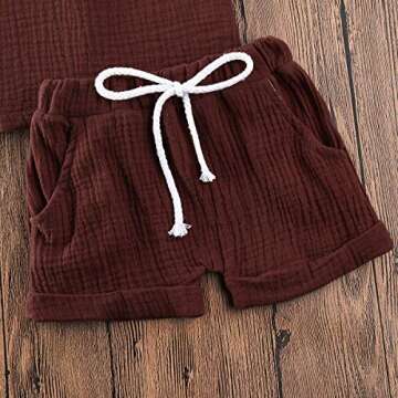 Karuedoo Toddler Baby Girl Cotton Linen Shorts Set Sleeveless Tank Top Vest Drawstring Elastic Waist Shorts Outfit Summer Clothes (A-Brown, 2-3 Years)