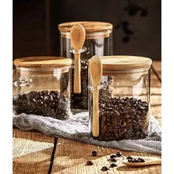 Povinmos Stylish Glass Food Storage Jar with Lid 17oz