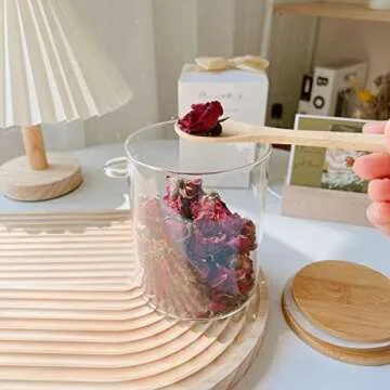 Povinmos Stylish Glass Food Storage Jar with Lid 17oz