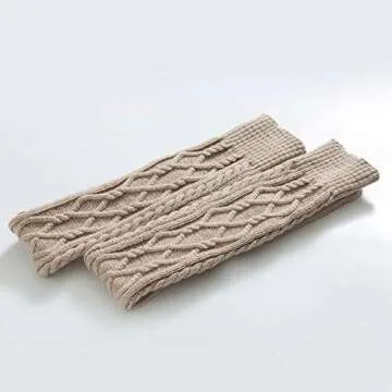 SherryDC Women's Cable Knit Boot Stockings Extra Long Thigh High Leg Warmers Winter Floor Socks Beige