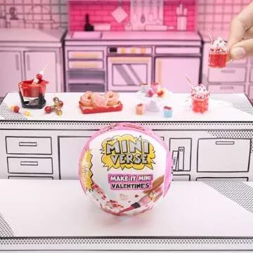 MGA's Miniverse Make It Mini Valentine's Mini Collectibles, Mystery Blind Packaging, Valentine's Day, Seasonal, Sweetheart, DIY, Crafts, Resin Play, Replica Food, NOT Edible, Collectors, 8+
