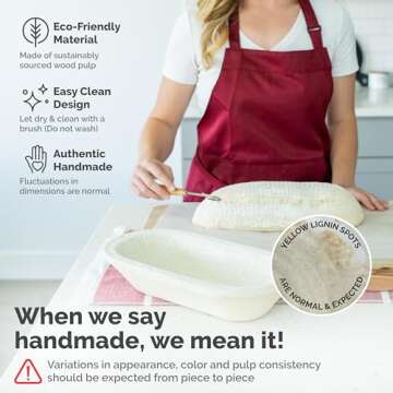 Bulka Large Oval 1kg Waffle Banneton Bread Proofing Basket Pressed Wood Pulp, Sourdough Proofing Basket – Non-Stick Brotform Sourdough Bread Baking Supplies, Made in Germany.