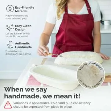 Bulka Large Oval 1kg Waffle Banneton Bread Proofing Basket Pressed Wood Pulp, Sourdough Proofing Basket – Non-Stick Brotform Sourdough Bread Baking Supplies, Made in Germany.